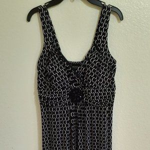 Enfocus Studio Black/White Long Dress with Beaded Medallion